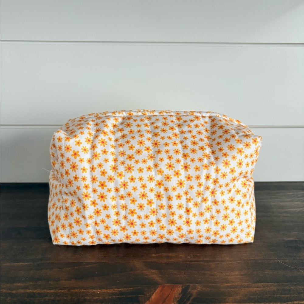 Handmade Flower Print Cosmetic Make Up Bag Sz OS